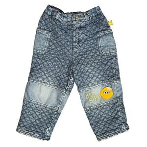 Vintage Sesame Street Jeans‎ Toddler 3T Embroidered Big Bird Quilted Denim Pants